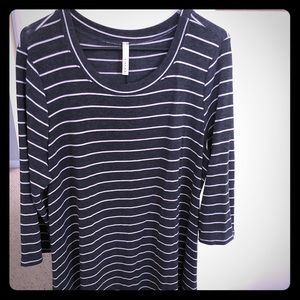 Chic Soul-NWOT Grey/Cream Striped Jersey Dress